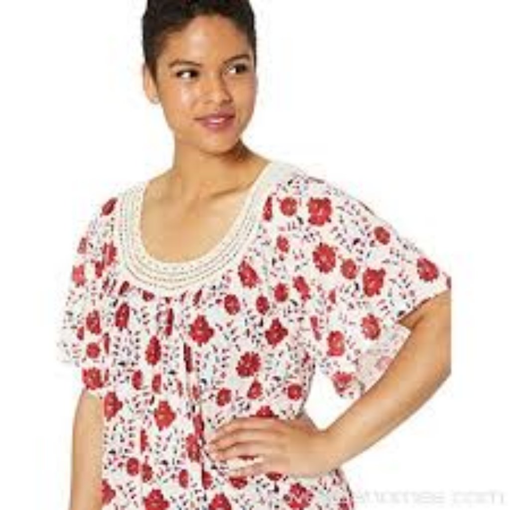 Lucky Brand X Red Crochet Short Sleeve Top